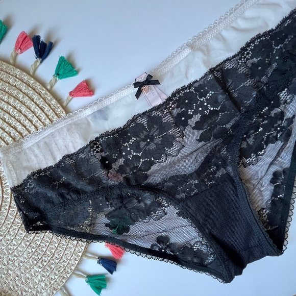 Victoria's Secret Mesh Hiphugger Panty White Coconut XL NEW - Picture 3 of 6